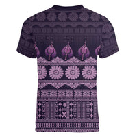 Bula Fiji Iri ni Meke Women V-Neck T-Shirt Lokaloka Fijian Masi LT14 - Polynesian Pride