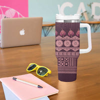 Bula Fiji Iri ni Meke Tumbler With Handle Piqi Fijian Masi - Polynesian Pride