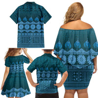 Bula Fiji Iri ni Meke Family Matching Off Shoulder Short Dress and Hawaiian Shirt Karakarawa Fijian Masi - Polynesian Pride
