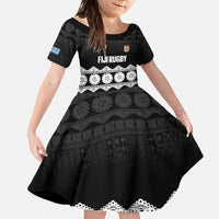 Fiji Tapa Rugby Custom Family Matching Off The Shoulder Long Sleeve Dress and Hawaiian Shirt Go Fijiana - Polynesian Pride