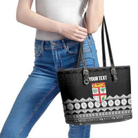 Fiji Tapa Rugby Custom Leather Tote Bag Go Fijiana - Polynesian Pride