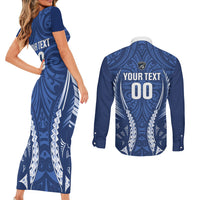 Auckland 2026 Rugby Custom Couples Matching Short Sleeve Bodycon Dress and Long Sleeve Button Shirt NZ Maori Silver Fern LT14 - Polynesian Pride