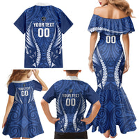 Auckland 2026 Rugby Custom Family Matching Mermaid Dress and Hawaiian Shirt NZ Maori Silver Fern LT14 Mom's Dress Blue - Polynesian Pride