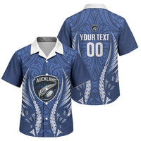 Auckland 2026 Rugby Custom Family Matching Off The Shoulder Long Sleeve Dress and Hawaiian Shirt NZ Maori Silver Fern LT14 Son's Shirt Blue - Polynesian Pride