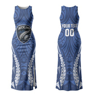 Auckland 2026 Rugby Custom Family Matching Tank Maxi Dress and Hawaiian Shirt NZ Maori Silver Fern LT14 Mom's Dress Blue - Polynesian Pride