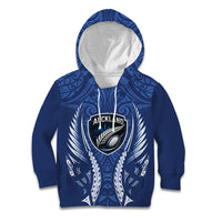 Auckland 2026 Rugby Custom Kid Hoodie NZ Maori Silver Fern LT14 Hoodie Blue - Polynesian Pride