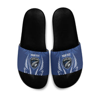 Auckland 2026 Rugby Custom Slide Sandals NZ Maori Silver Fern LT14 Blue - Polynesian Pride