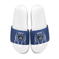 Auckland 2026 Rugby Custom Slide Sandals NZ Maori Silver Fern LT14 Blue - Polynesian Pride