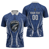 Auckland 2026 Rugby Custom Zipper Polo Shirt NZ Maori Silver Fern LT14 - Polynesian Pride