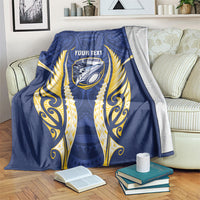 Bay of Plenty 2026 Rugby Custom Blanket NZ Maori Silver Fern LT14 Blue - Polynesian Pride