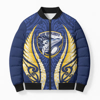 Bay of Plenty 2026 Rugby Custom Bomber Puffer Jacket NZ Maori Silver Fern LT14 Unisex Blue - Polynesian Pride