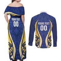 Bay of Plenty 2026 Rugby Custom Couples Matching Off Shoulder Maxi Dress and Long Sleeve Button Shirt NZ Maori Silver Fern LT14 - Polynesian Pride