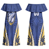 Bay of Plenty 2026 Rugby Custom Couples Matching Off Shoulder Maxi Dress and Long Sleeve Button Shirt NZ Maori Silver Fern LT14 - Polynesian Pride