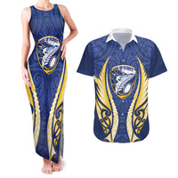 Bay of Plenty 2026 Rugby Custom Couples Matching Tank Maxi Dress and Hawaiian Shirt NZ Maori Silver Fern LT14 Blue - Polynesian Pride