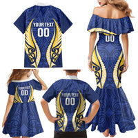Bay of Plenty 2026 Rugby Custom Family Matching Mermaid Dress and Hawaiian Shirt NZ Maori Silver Fern LT14 Mom's Dress Blue - Polynesian Pride