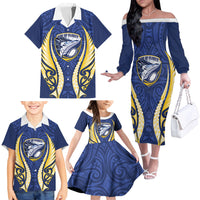 Bay of Plenty 2026 Rugby Custom Family Matching Off The Shoulder Long Sleeve Dress and Hawaiian Shirt NZ Maori Silver Fern LT14 - Polynesian Pride