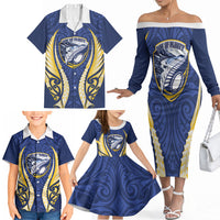 Bay of Plenty 2026 Rugby Custom Family Matching Off The Shoulder Long Sleeve Dress and Hawaiian Shirt NZ Maori Silver Fern LT14 - Polynesian Pride