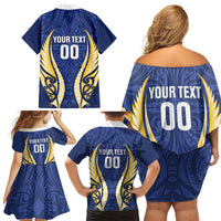 Bay of Plenty 2026 Rugby Custom Family Matching Off Shoulder Short Dress and Hawaiian Shirt NZ Maori Silver Fern LT14 - Polynesian Pride