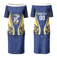 Bay of Plenty 2026 Rugby Custom Family Matching Puletasi and Hawaiian Shirt NZ Maori Silver Fern LT14 Mom's Dress Blue - Polynesian Pride