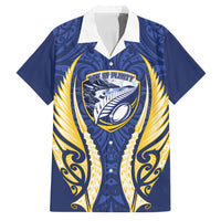 Bay of Plenty 2026 Rugby Custom Family Matching Summer Maxi Dress and Hawaiian Shirt NZ Maori Silver Fern LT14 Dad's Shirt - Short Sleeve Blue - Polynesian Pride