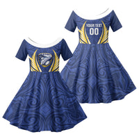 Bay of Plenty 2026 Rugby Custom Family Matching Summer Maxi Dress and Hawaiian Shirt NZ Maori Silver Fern LT14 Daughter's Dress Blue - Polynesian Pride
