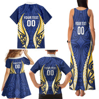 Bay of Plenty 2026 Rugby Custom Family Matching Tank Maxi Dress and Hawaiian Shirt NZ Maori Silver Fern LT14 Mom's Dress Blue - Polynesian Pride