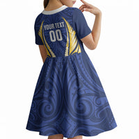Bay of Plenty 2026 Rugby Custom Kid Short Sleeve Dress NZ Maori Silver Fern LT14 - Polynesian Pride
