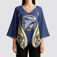 Bay of Plenty 2026 Rugby Custom Kimono Sleeve Blouse NZ Maori Silver Fern