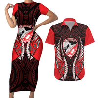 Canterbury 2026 Rugby Custom Couples Matching Short Sleeve Bodycon Dress and Hawaiian Shirt NZ Maori Silver Fern