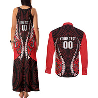 Canterbury 2026 Rugby Custom Couples Matching Tank Maxi Dress and Long Sleeve Button Shirt NZ Maori Silver Fern LT14 - Polynesian Pride