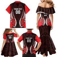 Canterbury 2026 Rugby Custom Family Matching Mermaid Dress and Hawaiian Shirt NZ Maori Silver Fern LT14 Mom's Dress Red - Polynesian Pride