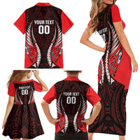 Canterbury 2026 Rugby Custom Family Matching Short Sleeve Bodycon Dress and Hawaiian Shirt NZ Maori Silver Fern LT14 - Polynesian Pride