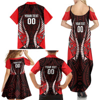 Canterbury 2026 Rugby Custom Family Matching Summer Maxi Dress and Hawaiian Shirt NZ Maori Silver Fern LT14 Mom's Dress Red - Polynesian Pride