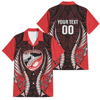 Canterbury 2026 Rugby Custom Family Matching Summer Maxi Dress and Hawaiian Shirt NZ Maori Silver Fern LT14 Dad's Shirt - Short Sleeve Red - Polynesian Pride