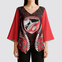 Canterbury 2026 Rugby Custom Kimono Sleeve Blouse NZ Maori Silver Fern LT14 - Polynesian Pride