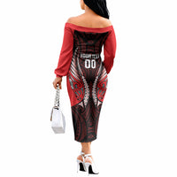 Canterbury 2026 Rugby Custom Off The Shoulder Long Sleeve Dress NZ Maori Silver Fern LT14 - Polynesian Pride