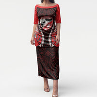 Canterbury 2026 Rugby Custom Puletasi NZ Maori Silver Fern LT14 Long Dress Red - Polynesian Pride