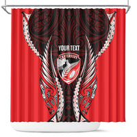Canterbury 2026 Rugby Custom Shower Curtain NZ Maori Silver Fern LT14 Red - Polynesian Pride