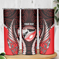 Canterbury 2026 Rugby Custom Skinny Tumbler NZ Maori Silver Fern LT14 - Polynesian Pride