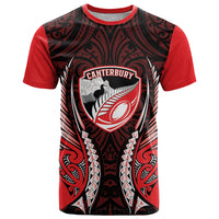 Canterbury 2026 Rugby Custom T Shirt NZ Maori Silver Fern LT14 Red - Polynesian Pride