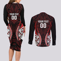 Counties Manukau 2026 Rugby Custom Couples Matching Long Sleeve Bodycon Dress and Long Sleeve Button Shirt NZ Maori Silver Fern LT14 - Polynesian Pride