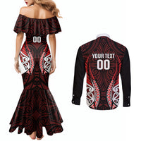 Counties Manukau 2026 Rugby Custom Couples Matching Mermaid Dress and Long Sleeve Button Shirt NZ Maori Silver Fern LT14 - Polynesian Pride