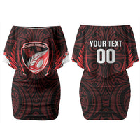 Counties Manukau 2026 Rugby Custom Couples Matching Off Shoulder Short Dress and Hawaiian Shirt NZ Maori Silver Fern LT14 - Polynesian Pride