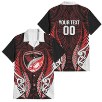Counties Manukau 2026 Rugby Custom Family Matching Off The Shoulder Long Sleeve Dress and Hawaiian Shirt NZ Maori Silver Fern LT14 Dad's Shirt - Short Sleeve Red - Polynesian Pride