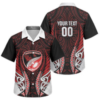 Counties Manukau 2026 Rugby Custom Family Matching Off The Shoulder Long Sleeve Dress and Hawaiian Shirt NZ Maori Silver Fern LT14 Son's Shirt Red - Polynesian Pride