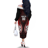 Counties Manukau 2026 Rugby Custom Family Matching Off The Shoulder Long Sleeve Dress and Hawaiian Shirt NZ Maori Silver Fern LT14 - Polynesian Pride