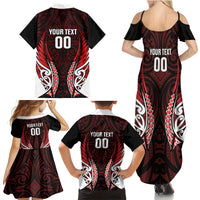 Counties Manukau 2026 Rugby Custom Family Matching Summer Maxi Dress and Hawaiian Shirt NZ Maori Silver Fern LT14 Mom's Dress Red - Polynesian Pride
