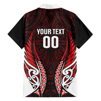 Counties Manukau 2026 Rugby Custom Family Matching Summer Maxi Dress and Hawaiian Shirt NZ Maori Silver Fern LT14 Dad's Shirt - Long Sleeve Red - Polynesian Pride