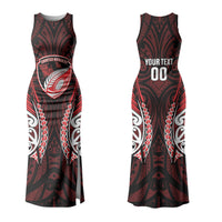 Counties Manukau 2026 Rugby Custom Family Matching Tank Maxi Dress and Hawaiian Shirt NZ Maori Silver Fern LT14 Mom's Dress Red - Polynesian Pride