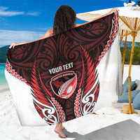 Counties Manukau 2026 Rugby Custom Sarong NZ Maori Silver Fern LT14 One Size 44 x 66 inches Red - Polynesian Pride